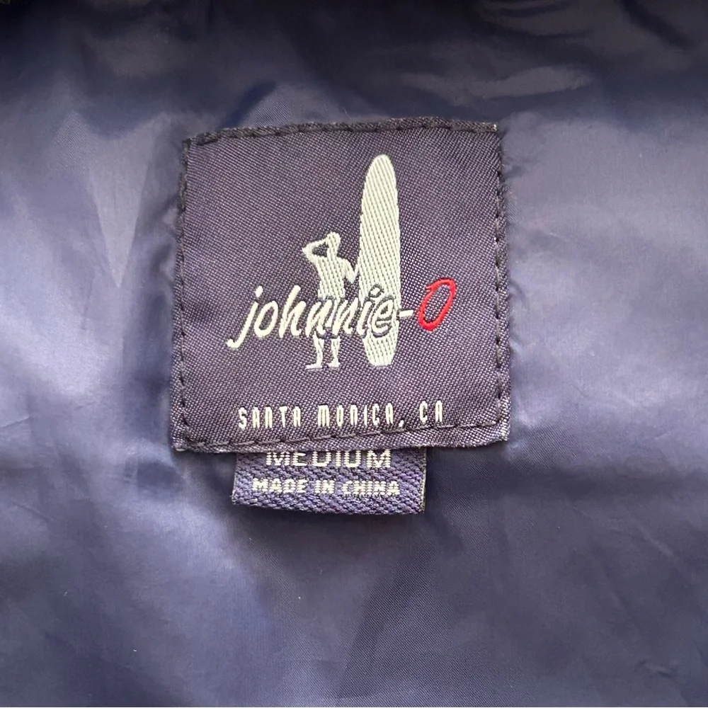 johnnie-O Surfer Logo Vest Men’s Medium Gray Quilted Zip-Up Coastal Insulated‎